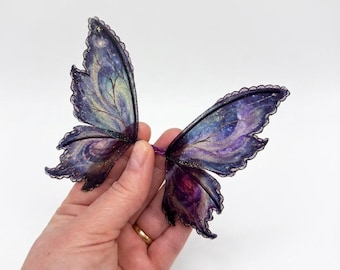 OOAK beautiful handmade glittery transparent fairy mermaid skull Halloween art doll butterfly bat dragon wings Z21