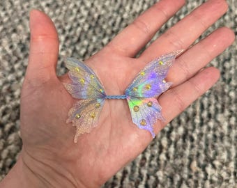 OOAK beautiful handmade glittery iridescent transparent fairy mermaid art doll butterfly dragonfly wings Z6