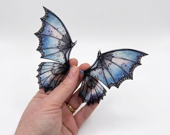 OOAK beautiful handmade glittery transparent fairy mermaid art doll butterfly bat dragon wings Y11