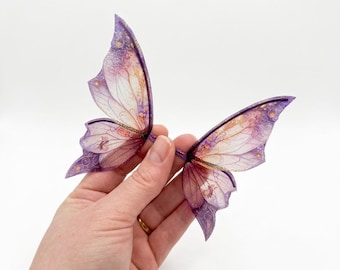 OOAK beautiful handmade glittery transparent fairy mermaid art doll butterfly bat dragon wings Z1