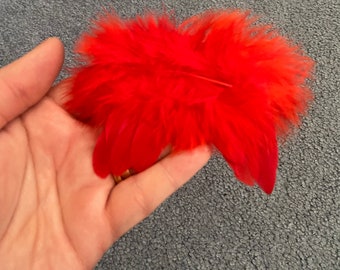 Mini red angel wings for OOAK doll making real feathers