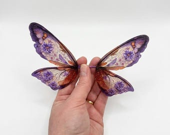 OOAK beautiful handmade glittery transparent fairy mermaid art doll butterfly bat dragon wings Z2