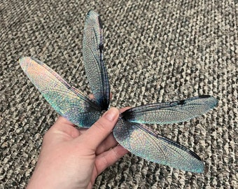 OOAK large beautiful handmade iridescent dragonfly fairy mermaid art doll wings N11