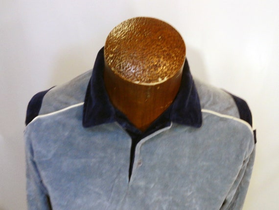 Vintage Men's Private Club Blue Striped Velour Swe