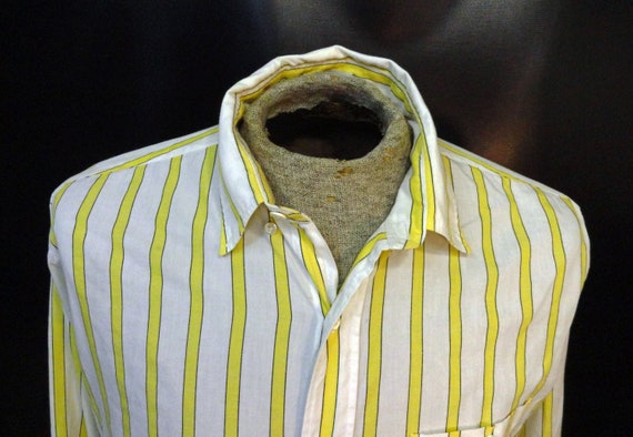 mens yellow striped dress shirt