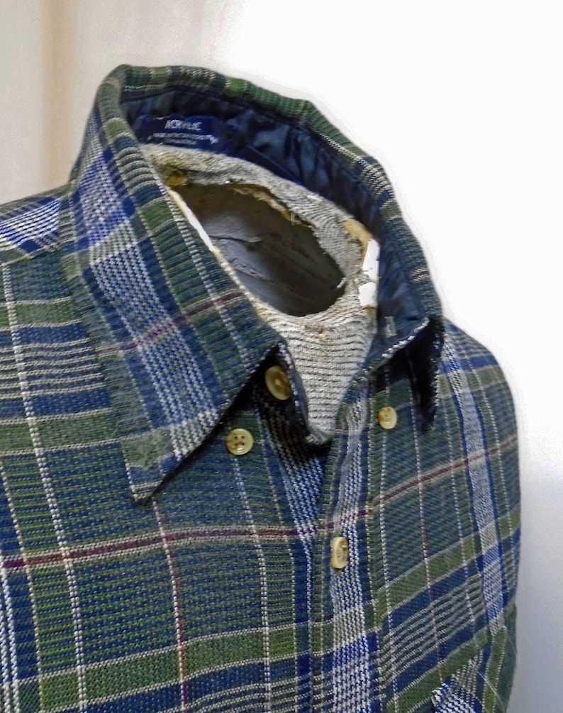 Vintage Men/'s Arrow Tournament Green Blue Long Sleeve Flannel 1990/'s Size Large!