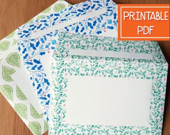 DIY Envelopes - 3 envelope templates with illustrated floral patterns - Instant download