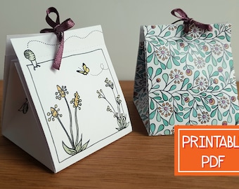 2x DIY Gift Box | Floral theme | Digital Packaging Template , Printable Gift Box Template , Digital Download PDF