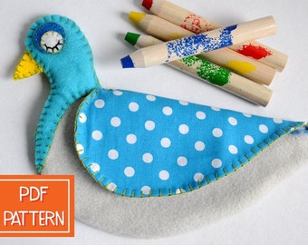 DIY Pigeon Pencil Case Sewing Pattern | Crayon Holder, Child Gift Pattern, Kids DIY Gift