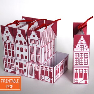 DIY Gift Boxes - Dutch Canal House - Printable Gift Box Template , Digital PDF Packaging , Housewarming