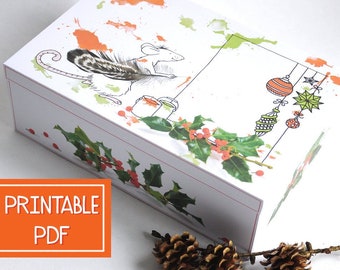 Caixa grande para presente de Natal DIY - MOUSE inspirado - Papel de embrulho de Natal para impressão