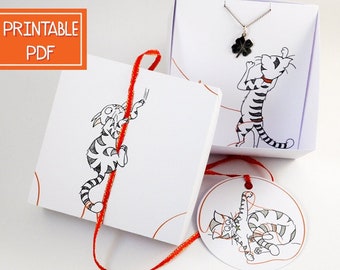 DIY-geschenkdoos | Afdrukbare geschenkdoos voor een kattenliefhebber | Crazy Cat Lady, direct downloaden