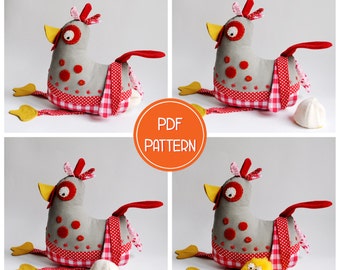 Plush Pattern | Chicken PDF Sewing Pattern | Softie Pattern, Farm Animal Toy Pattern, Farm Nursery, Plushie Pattern, Pretend Soft Toy PDF