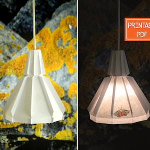 DIY Paper Hanging Lamp | Red Moth | Printable Geometric Lamp, Paper Lamp Shade, Origami Lampshade