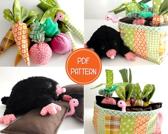 Pretend Play Vegetable Garden Sewing Pattern | with a little mole | INSTANT Download