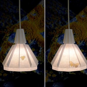 DIY Paper Pendant Light | Yellow Moth | Printable Lamp, Geometric Lighting, Origami Lampshade, Paper Light Shade image 2