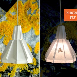Printable Paper Pendant Lamp | Orange Moth | DIY Lamp, Geometric Lamp Shade, Origami Lamp, Paper Lamp Shade