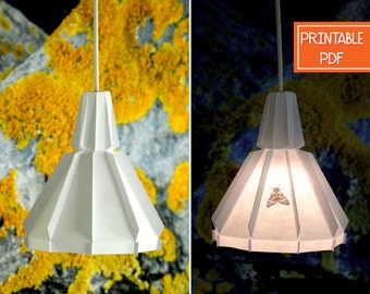 Printable Paper Pendant Lamp | Orange Moth | DIY Lamp, Geometric Lamp Shade, Origami Lamp, Paper Lamp Shade