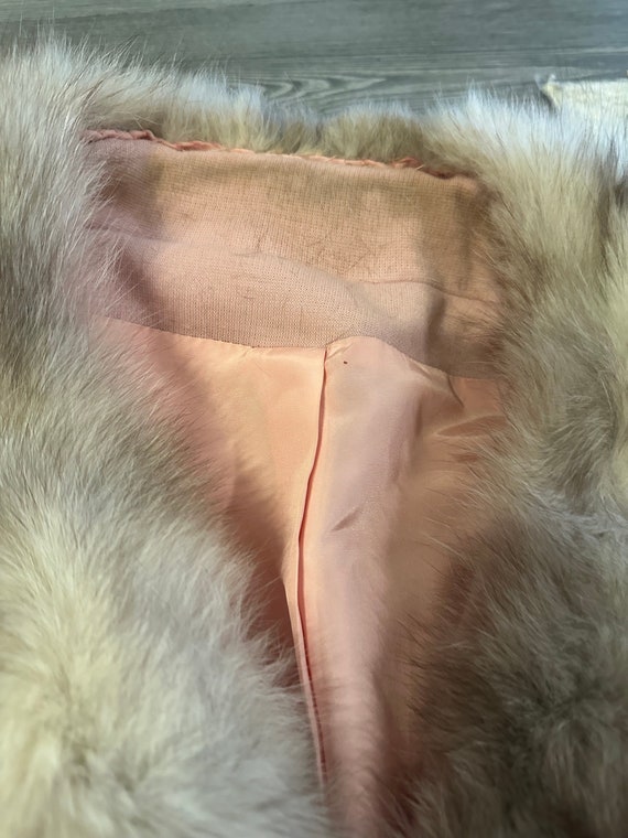 vintage Women’s fox fur trim coat Pink Belted Siz… - image 7
