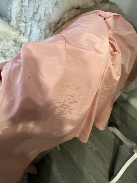 vintage Women’s fox fur trim coat Pink Belted Siz… - image 4