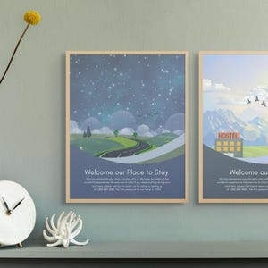 Watercolor Welcome Signs for Airbnb Hosts  – 18 Designs to Personalize with Name of your Airbnb and Message