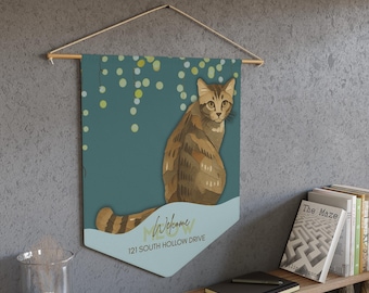 Custom Cat Pet Portrait Welcome Sign, by NH Artist/Designer