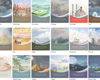 Welcome Signs for Airbnb/Vrbo STR Hosts - Custom Illustration with the name of your BNB!