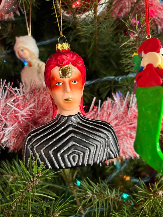 Ziggy Stardust David Bowie Kabuki Bust INSPIRED Glass Ornament