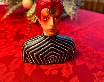 Ziggy Stardust David Bowie Kabuki Bust INSPIRED Glass Ornament