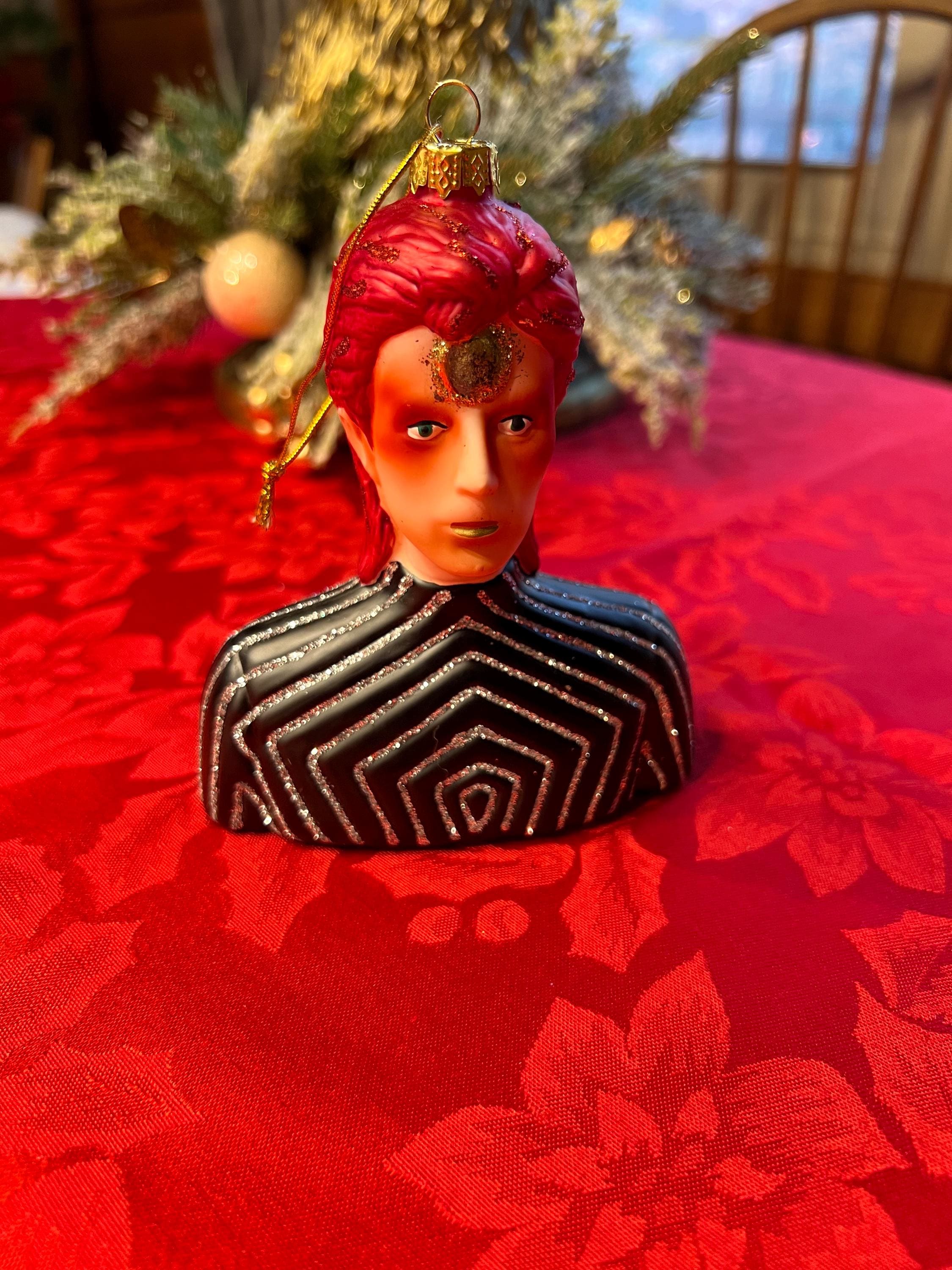 Ziggy Stardust David Bowie Kabuki Bust INSPIRED Glass Ornament