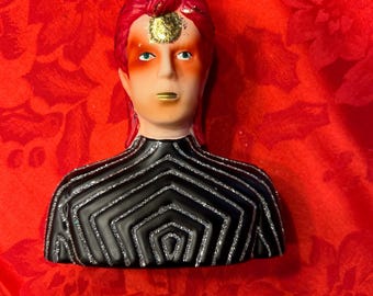 Ziggy Stardust David Bowie Kabuki Bust INSPIRED Glass Ornament