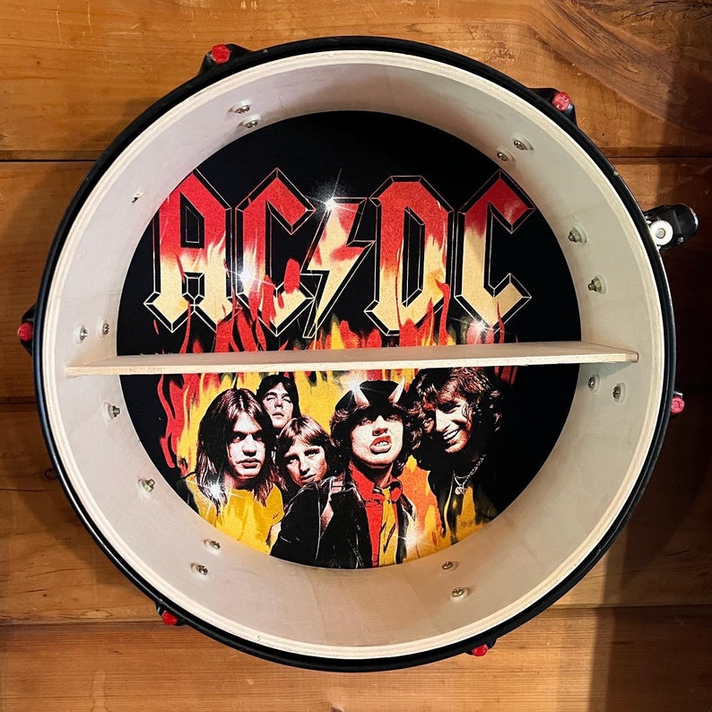 AC/DC Inspired Drum Shelf Custom Made Authentic Drummers - Etsy