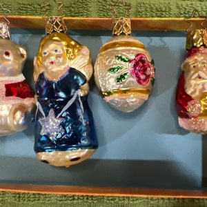 Handmade Santa Claus Glass Ornament Angel Teddy Bear ball mini Set Poland max