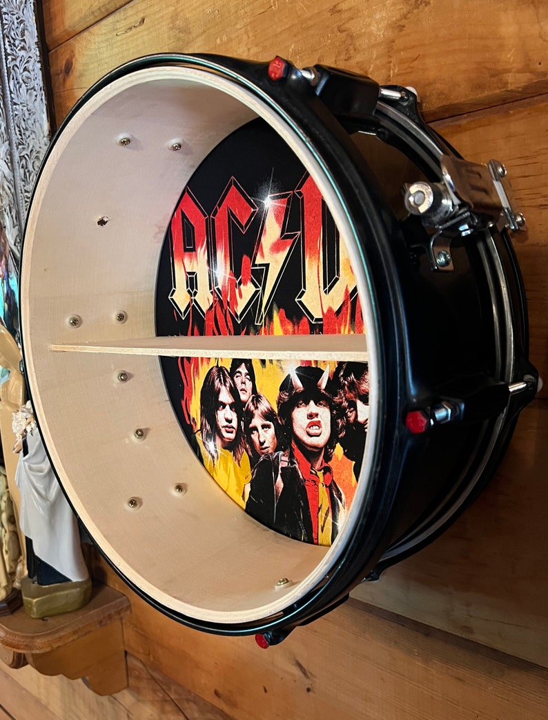 AC/DC Inspired Drum Shelf Custom Made Authentic Drummers - Etsy