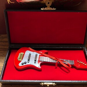 Wooden Red Electric guitar Case Ornament personalization Christmas Holiday Collectible musician gift idea