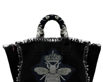 Bee Canvas Fringe Bag