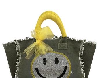 Smile Crystal Yellow  Fringe Bag