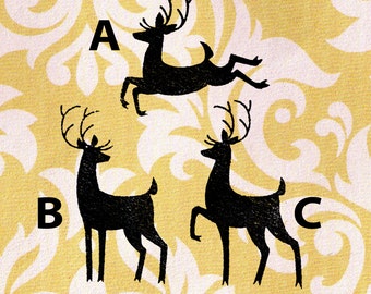 Sélection de timbres de renne: tampons en caoutchouc de Noël montés sur bois