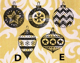 Christmas Ornament Stamps Selection: Wood Mounted Christmas Rubber Stamps