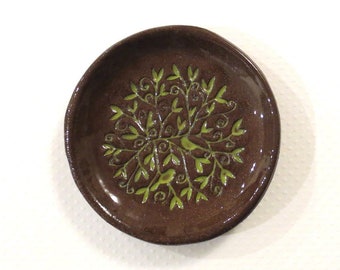 Birds in Leaves Trinket Dish: Handmade Ceramic Dish
