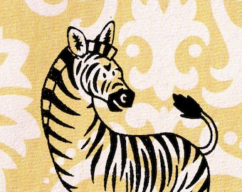 Zebra Stamp: Wood Mounted Zebra Rubber Stamp