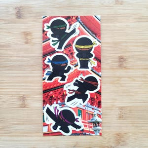 Cartoon Ninja Sticker Set – 5 Cool Ninja Vinyl Stickers for Laptop, Journal, Water Bottle - Made in Canada