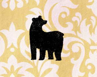 Bear Stamp - Wood Mounted Black Bear Silhouette Rubber Stamp