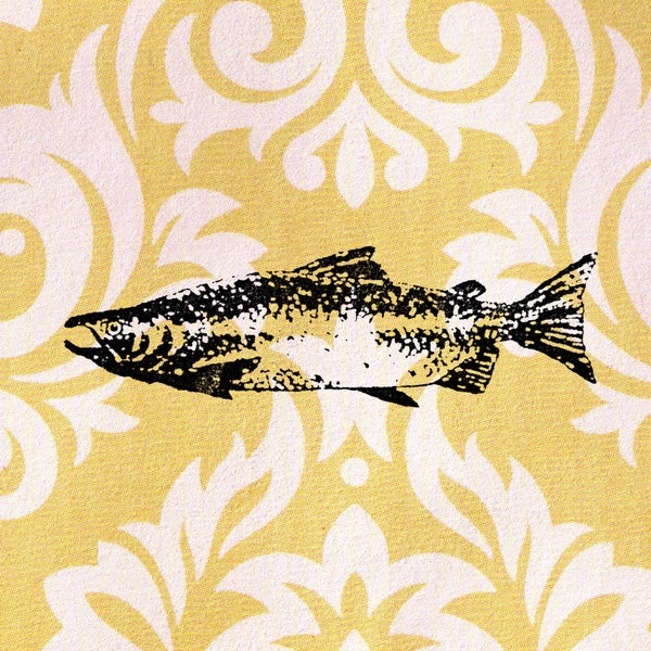 Salmon Stamp: Wood Mounted Rubber Stamp