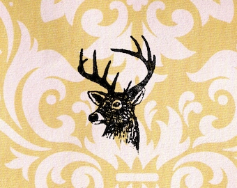 Deer Head Stamp: Wood Mounted Rubber Stamp
