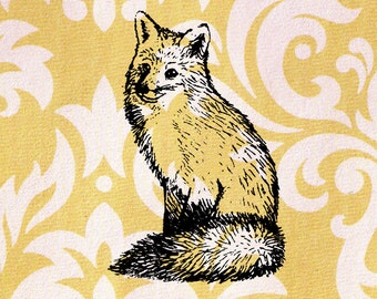 Fox Stamp - Fox Sitting: Wood Mounted Rubber Stamp