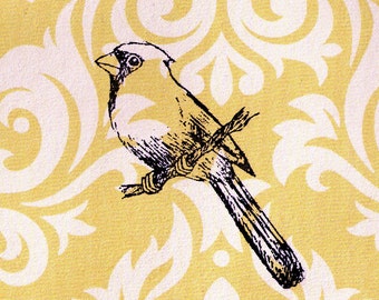 Bird Stamp: Cardinal on a Branch - Wood Mounted Rubber Stamp