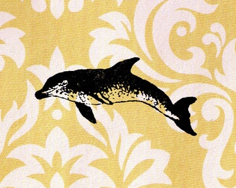 Dolphin Stamp: Wood Mounted Rubber Stamp