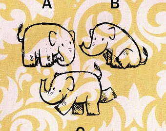 Elephant Stamps Selection: Wood Mounted Rubber Stamps