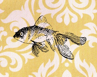 Fish Stamp: Wood Mounted Goldfish Rubber Stamp